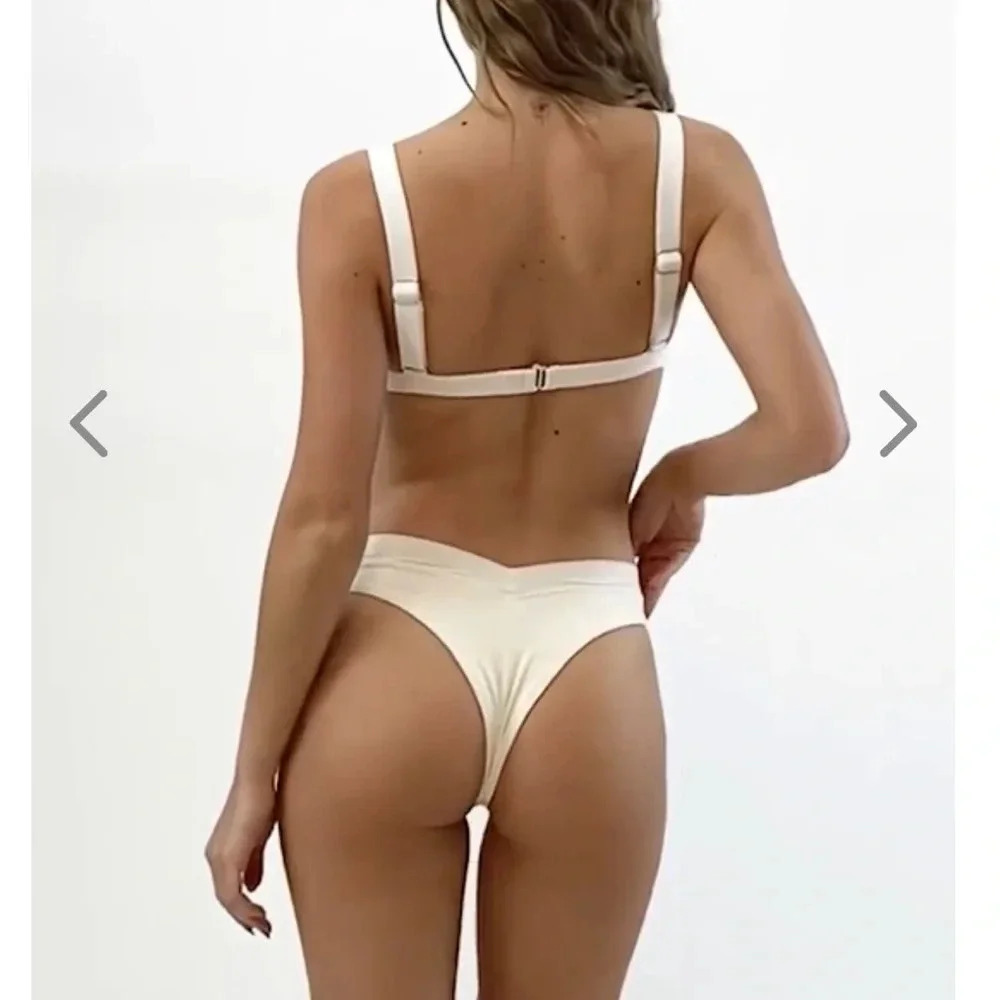 NWT OneOne Swimwear Bikini SET Pearl Cream Beige White Jesse Kameron New Ivory - Picture 7 of 15